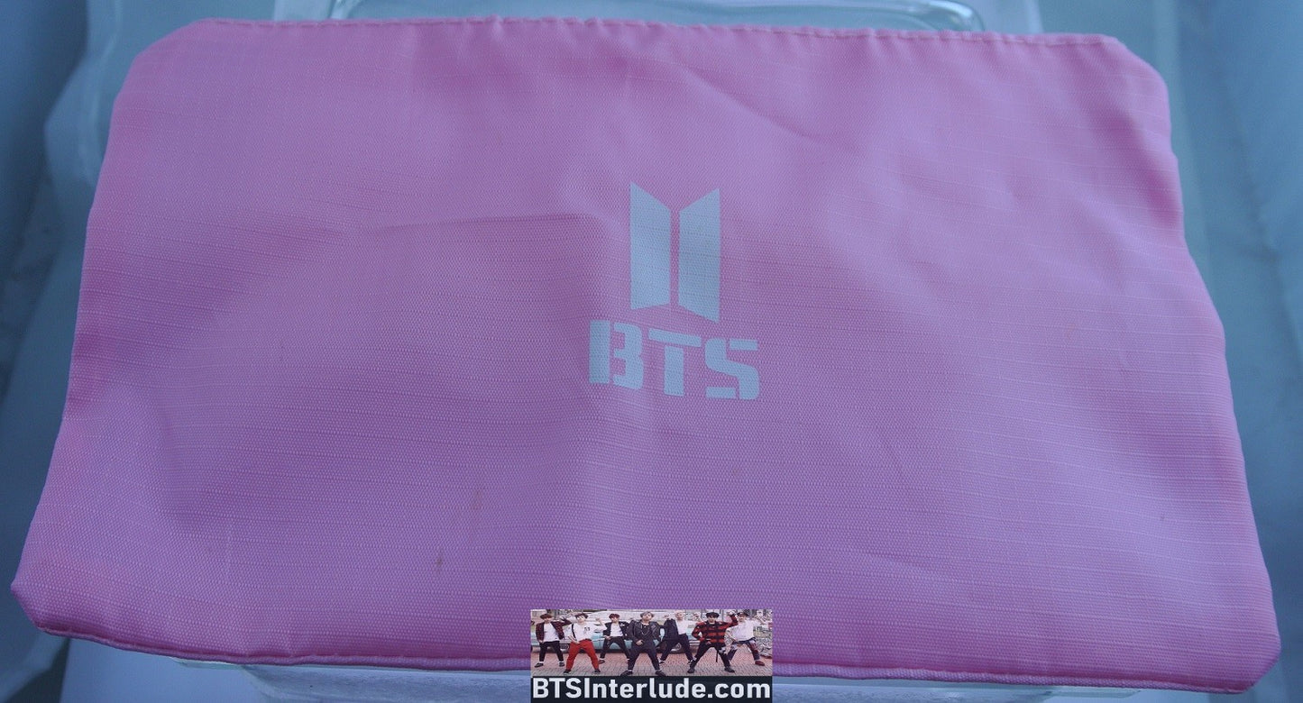 BTS BAG COSMETICS JEWELRY POUCH PINK WHITE BTS DOORS ZIPPER CLOSE TRAVEL PURSE JUNGKOOK V JIMIN RM J-HOPE SUGA JIN