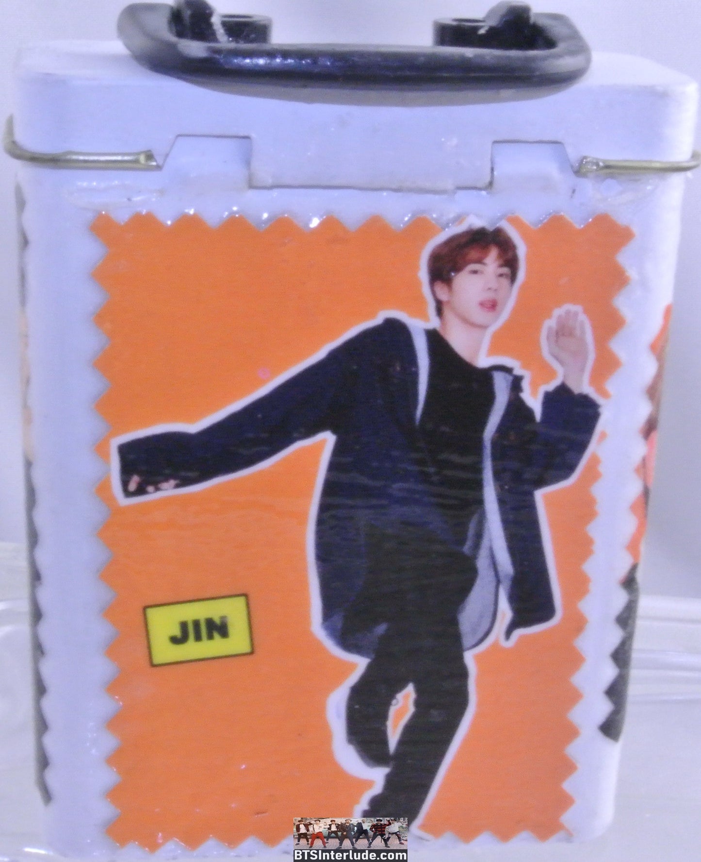 BTS BOX BANDAID METAL JIN KIM SEOKJIN WHITE SMALL STORAGE TIN ORANGE THEME
