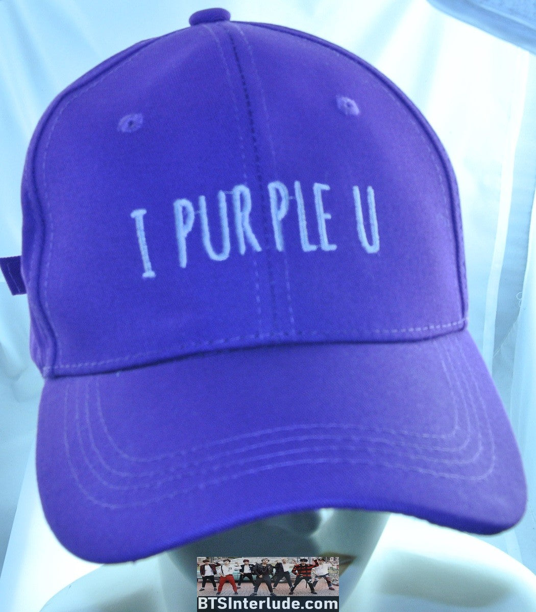 BTS HAT BASEBALL CAP PURPLE I PURPLE U WHITE STITCHED JUNGKOOK V JIMIN RM J-HOPE SUGA JIN