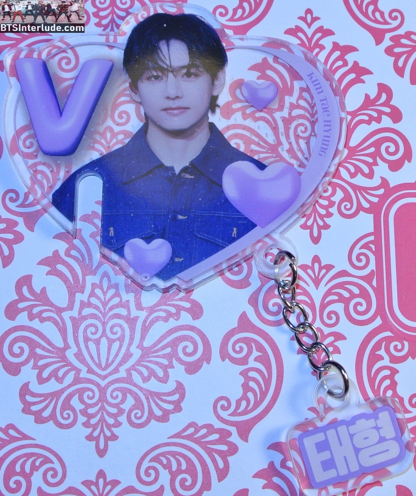 BTS BOOKMARK V KIM TAEHYUNG 김태형 ACRYLIC HEART SHAPE DARK BLUE JACKET NUNA V FANSITE