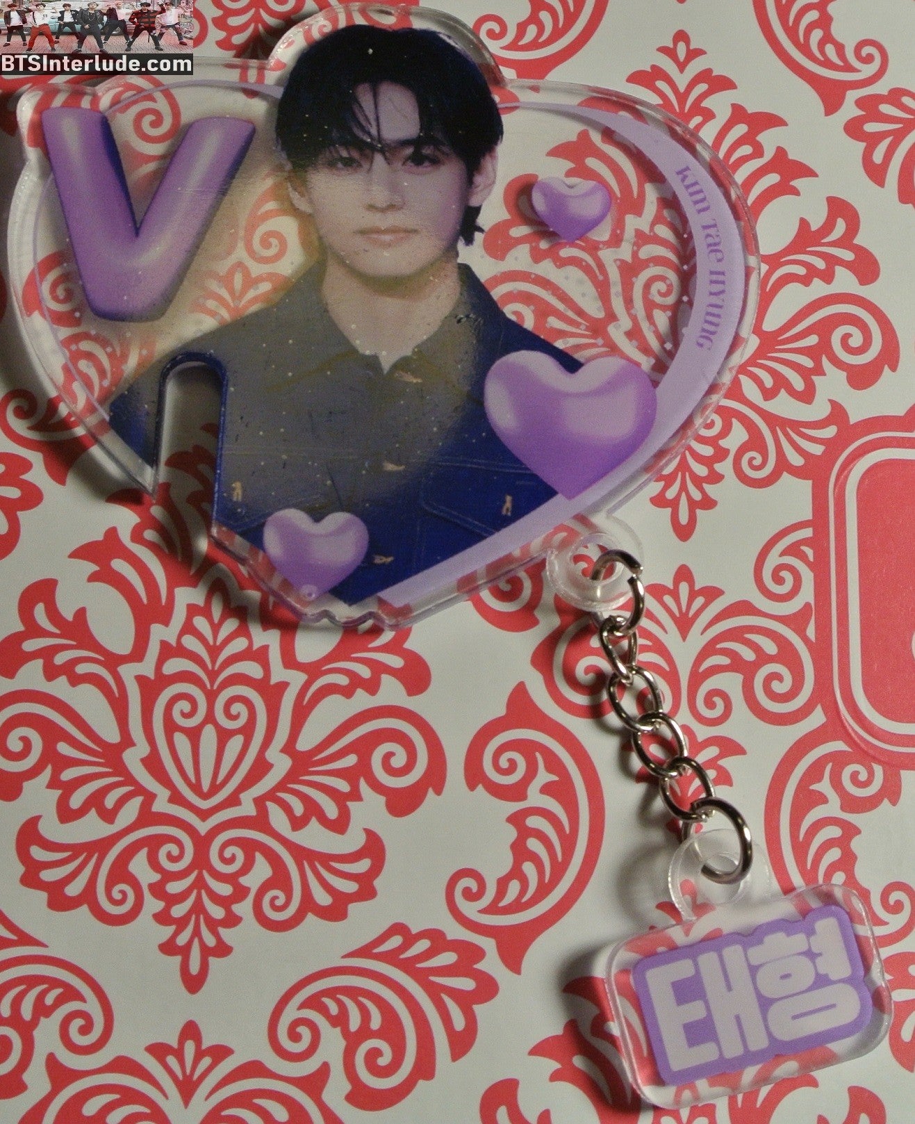 BTS BOOKMARK V KIM TAEHYUNG 김태형 ACRYLIC HEART SHAPE DARK BLUE JACKET NUNA V FANSITE