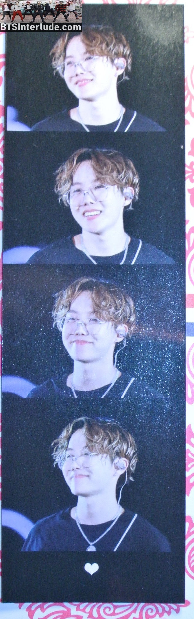 BTS BOOKMARK J-HOPE JUNG HOSEOK 정호석 4 FRAME FILM STRIP GLASSES FANSITE MINI SLOGAN