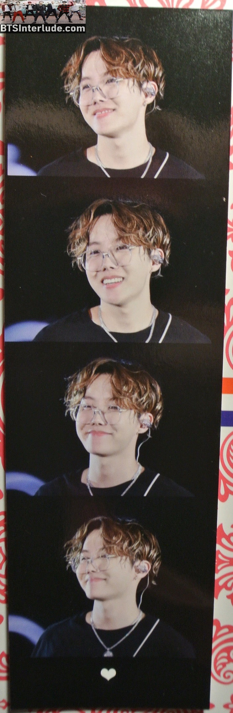 BTS BOOKMARK J-HOPE JUNG HOSEOK 정호석 4 FRAME FILM STRIP GLASSES FANSITE MINI SLOGAN