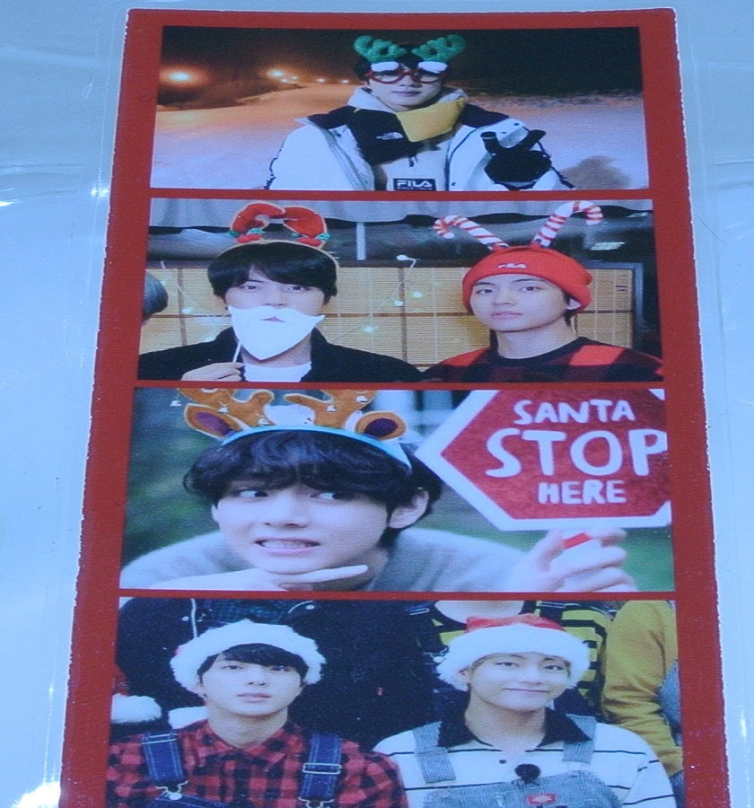 BTS BOOKMARK SUB-UNIT V KIM TAEHYUNG JIN KIM SEOKJIN BOOKMARK CHRISTMAS FANSITE MINI SLOGAN