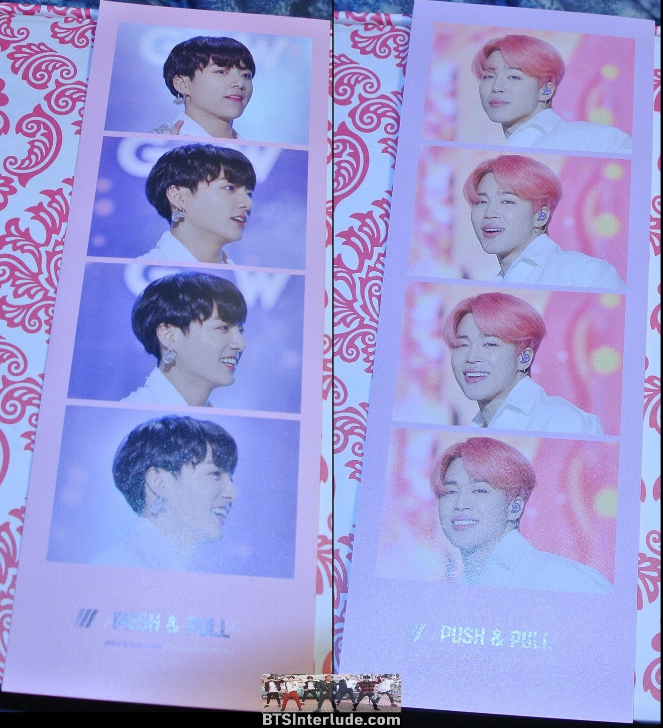 BTS BOOKMARK JEON JUNGKOOK PARK JIMIN 2 SIDED FILM STRIP PINK ROTIFUL FANSITE MINI SLOGAN LIMITED EDITION