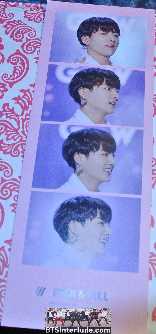 BTS BOOKMARK JEON JUNGKOOK PARK JIMIN 2 SIDED FILM STRIP PINK ROTIFUL FANSITE MINI SLOGAN LIMITED EDITION