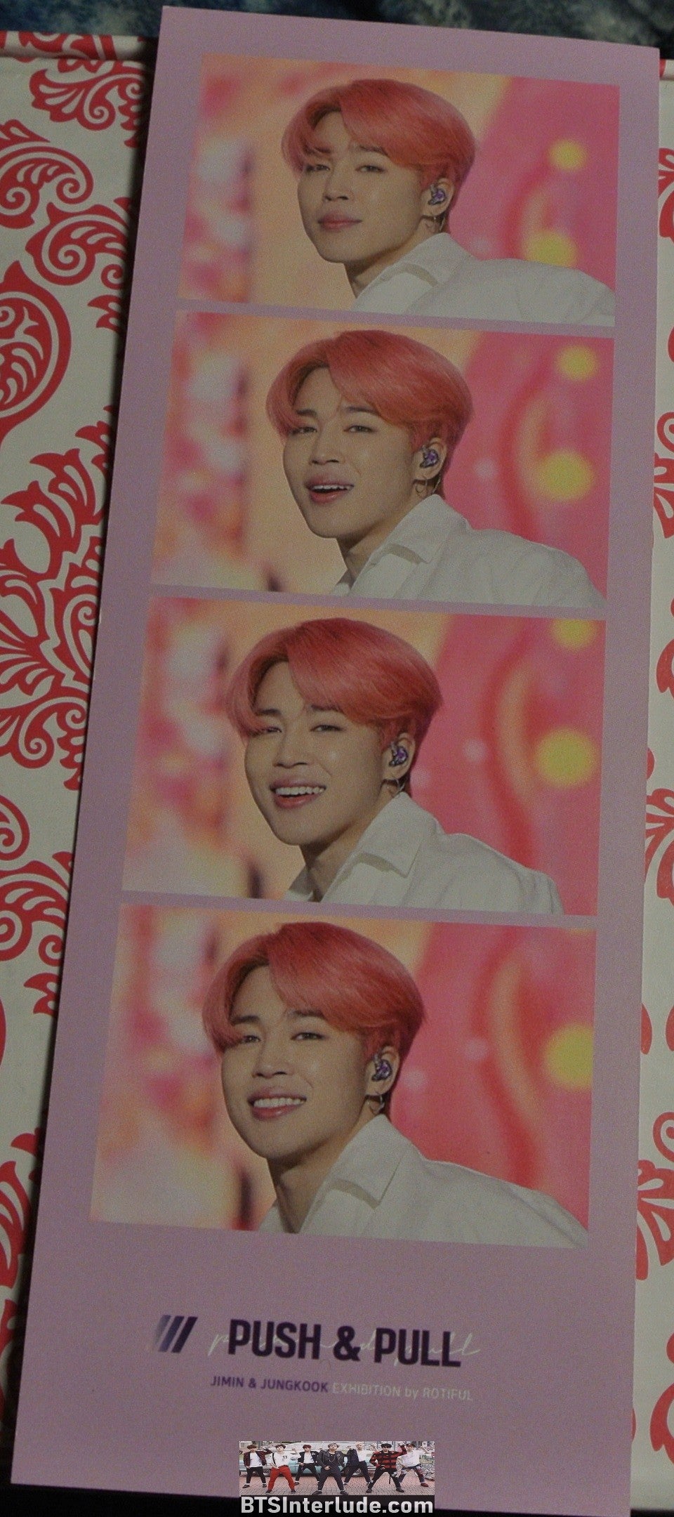 BTS BOOKMARK JEON JUNGKOOK PARK JIMIN 2 SIDED FILM STRIP PINK ROTIFUL FANSITE MINI SLOGAN LIMITED EDITION