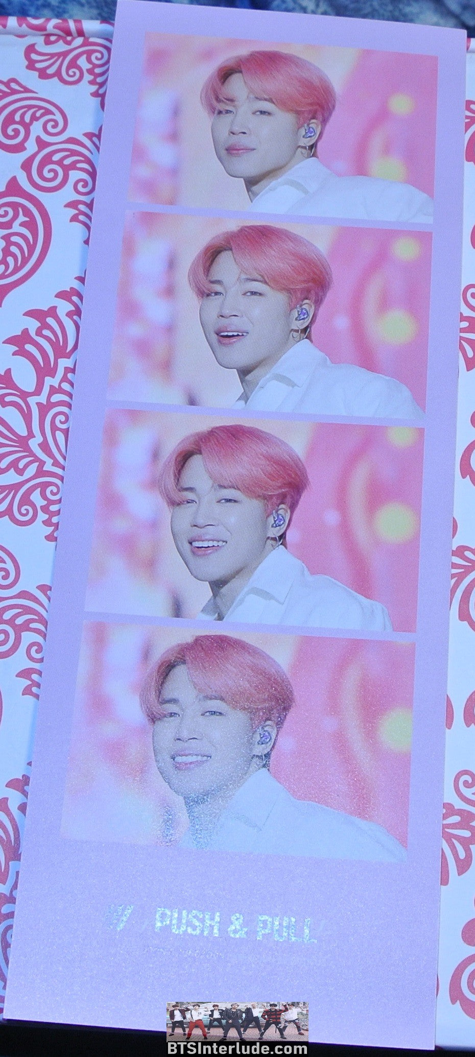 BTS BOOKMARK JEON JUNGKOOK PARK JIMIN 2 SIDED FILM STRIP PINK ROTIFUL FANSITE MINI SLOGAN LIMITED EDITION