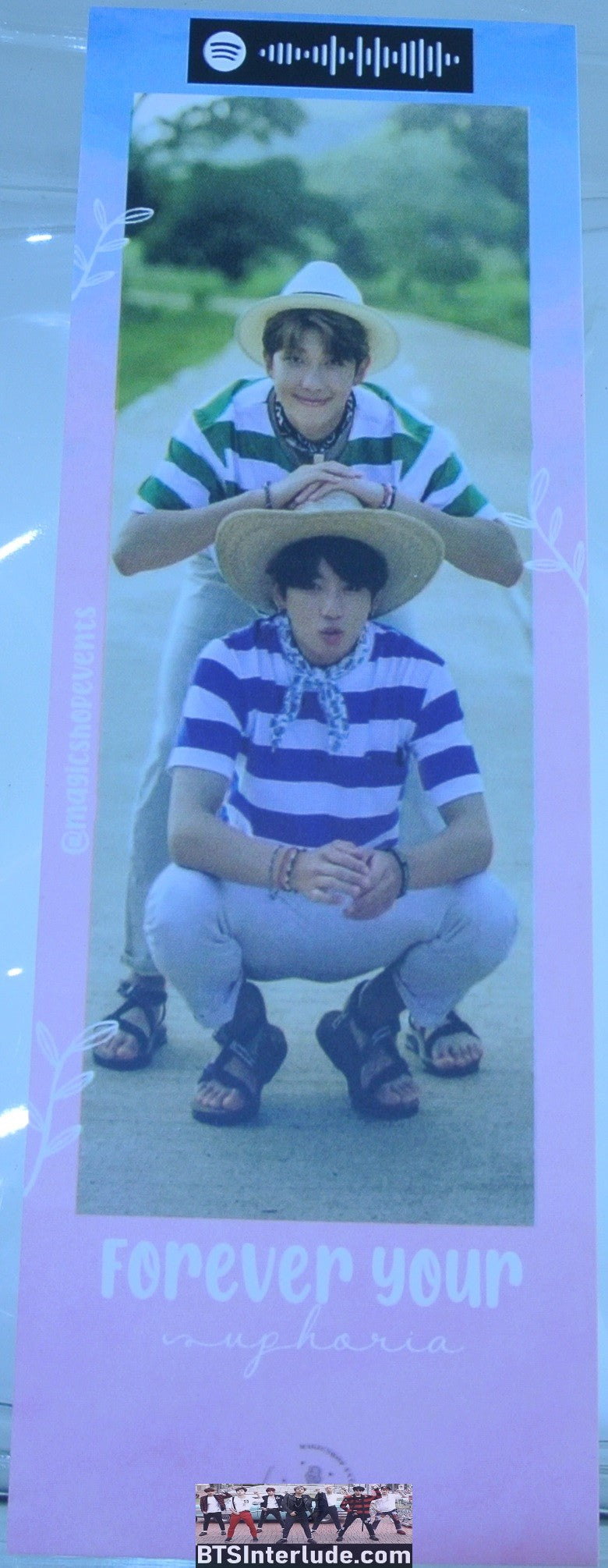 BTS BOOKMARK SUB-UNIT JIN KIM SEOKJIN RM KIM NAMJOON BLUE STRIPED SHIRTS SUMMER FANSITE MINI SLOGAN