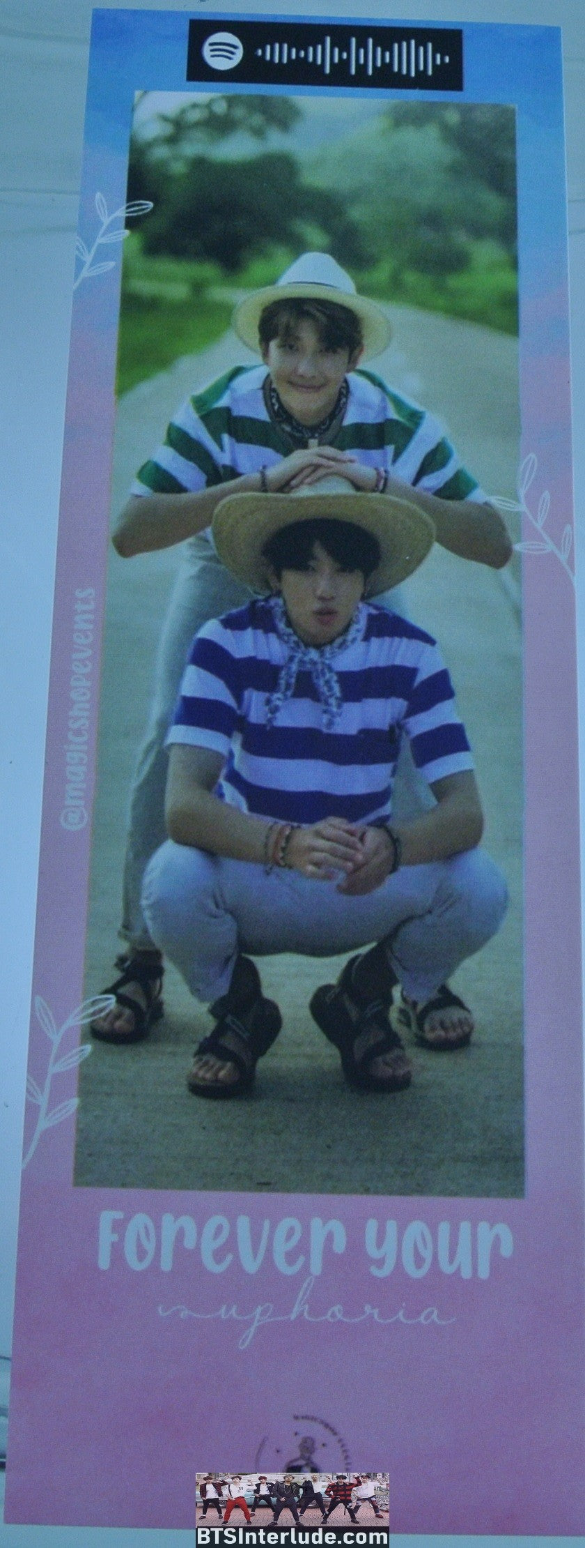 BTS BOOKMARK SUB-UNIT JIN KIM SEOKJIN RM KIM NAMJOON BLUE STRIPED SHIRTS SUMMER FANSITE MINI SLOGAN