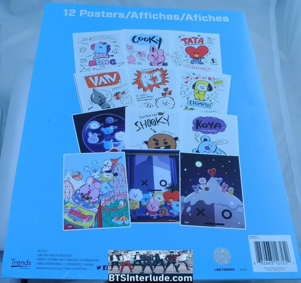 BTS BOOK OFFICIAL BT21 12 POSTERS COOKY TATA CHIMMY KOYA MANG SHOOKY RJ VAN NEW OFFICIAL MERCHANDISE