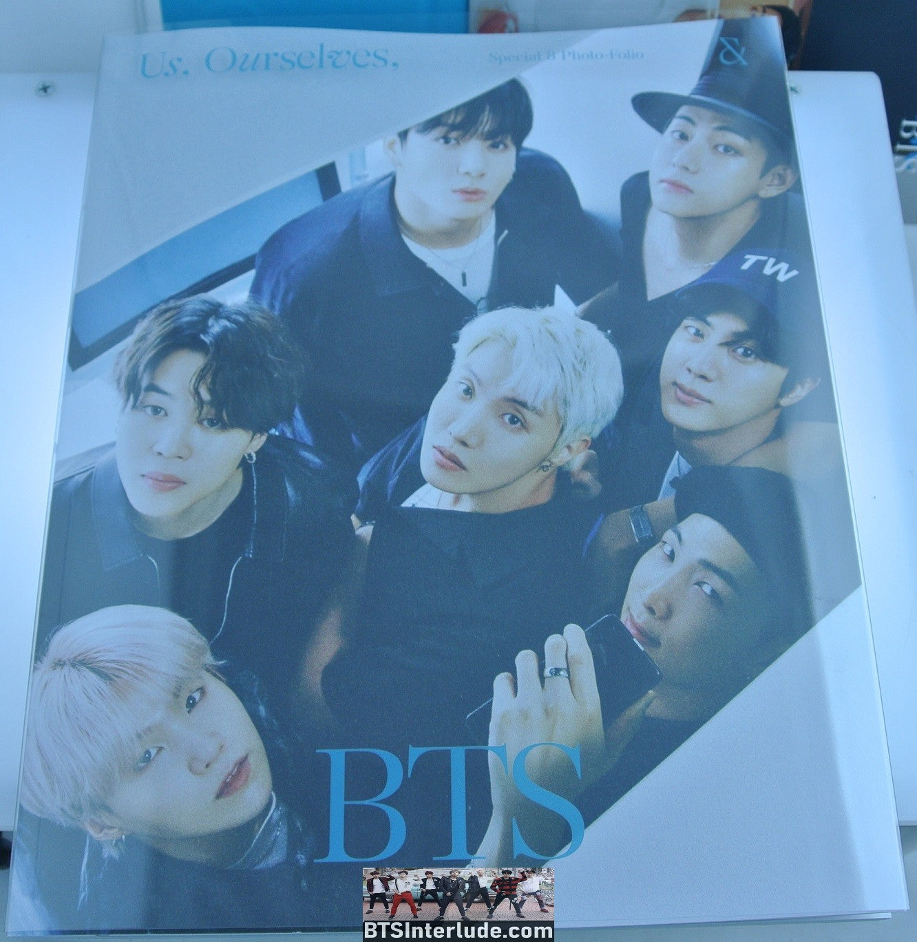BTS BOOK OFFICIAL GROUP PHOTOFOLIO SET US OURSELVES WE SPECIAL CASE PRE-ORDER BENEFIT CALENDAR COMPLETE SET BOOK POSTER PHOTOCARD STAMPS MINI POSTER POLAROIDS JUNGKOOK V JIMIN RM J-HOPE SUGA JIN RELEASE NEW OFFICIAL MERCHANDISE