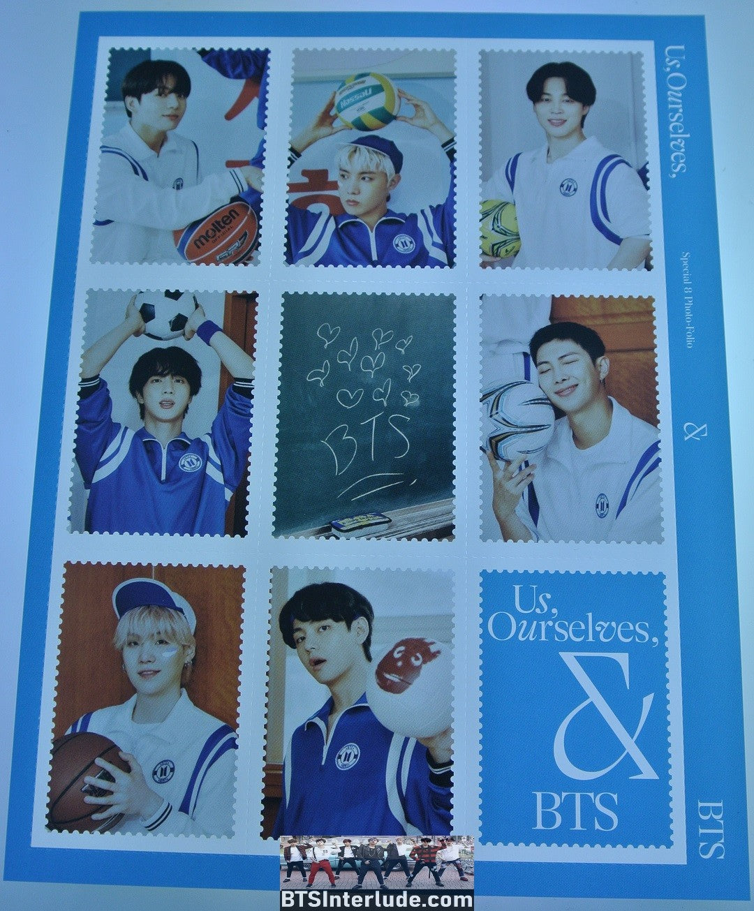 BTS BOOK OFFICIAL GROUP PHOTOFOLIO SET US OURSELVES WE SPECIAL CASE PRE-ORDER BENEFIT CALENDAR COMPLETE SET BOOK POSTER PHOTOCARD STAMPS MINI POSTER POLAROIDS JUNGKOOK V JIMIN RM J-HOPE SUGA JIN RELEASE NEW OFFICIAL MERCHANDISE