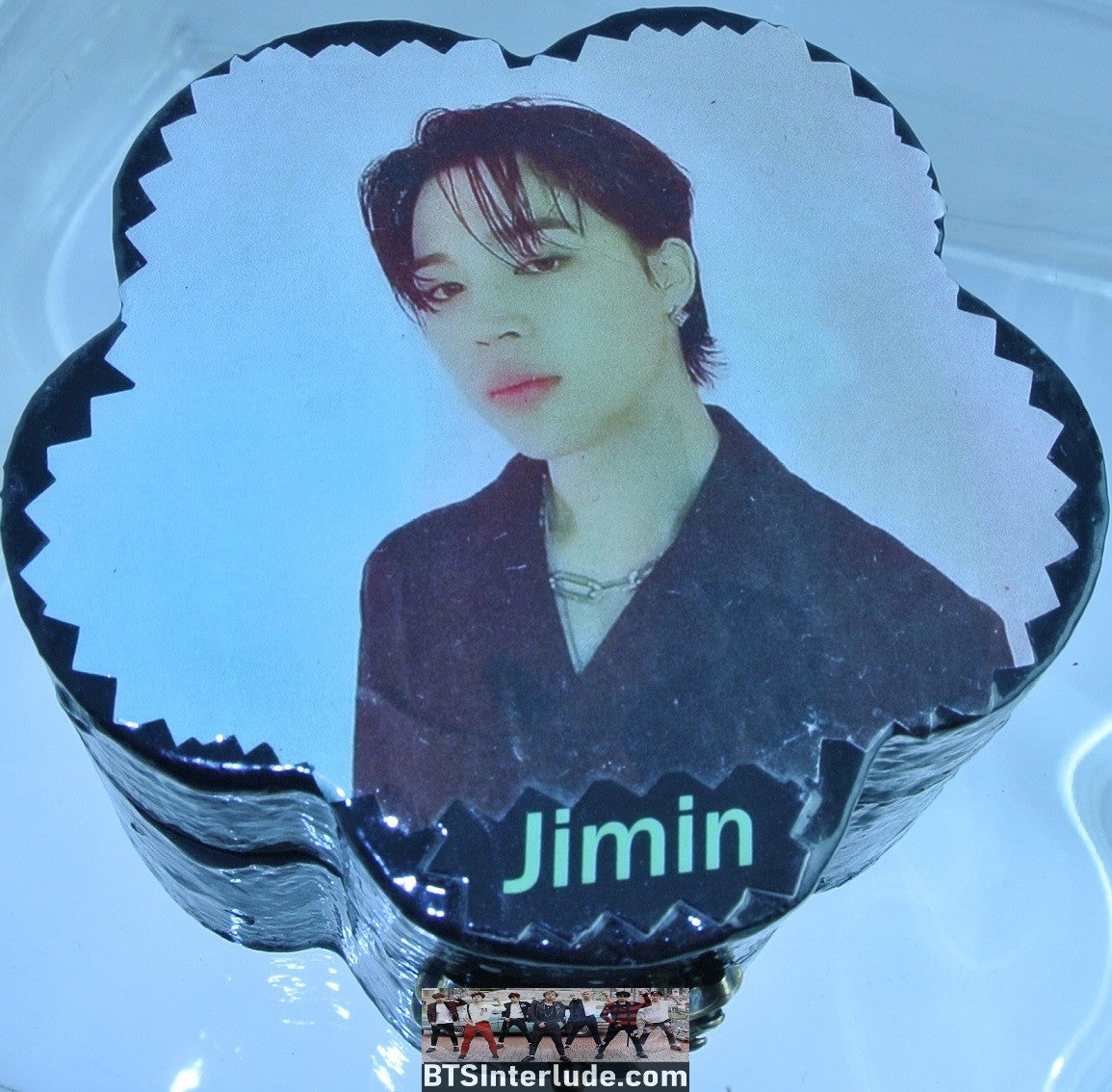 BTS BOX CLOVER PARK JIMIN TRINKET JEWELRY BLACK SUIT SILVER CHAIN NECKLACE PINK GLITTER INSIDE