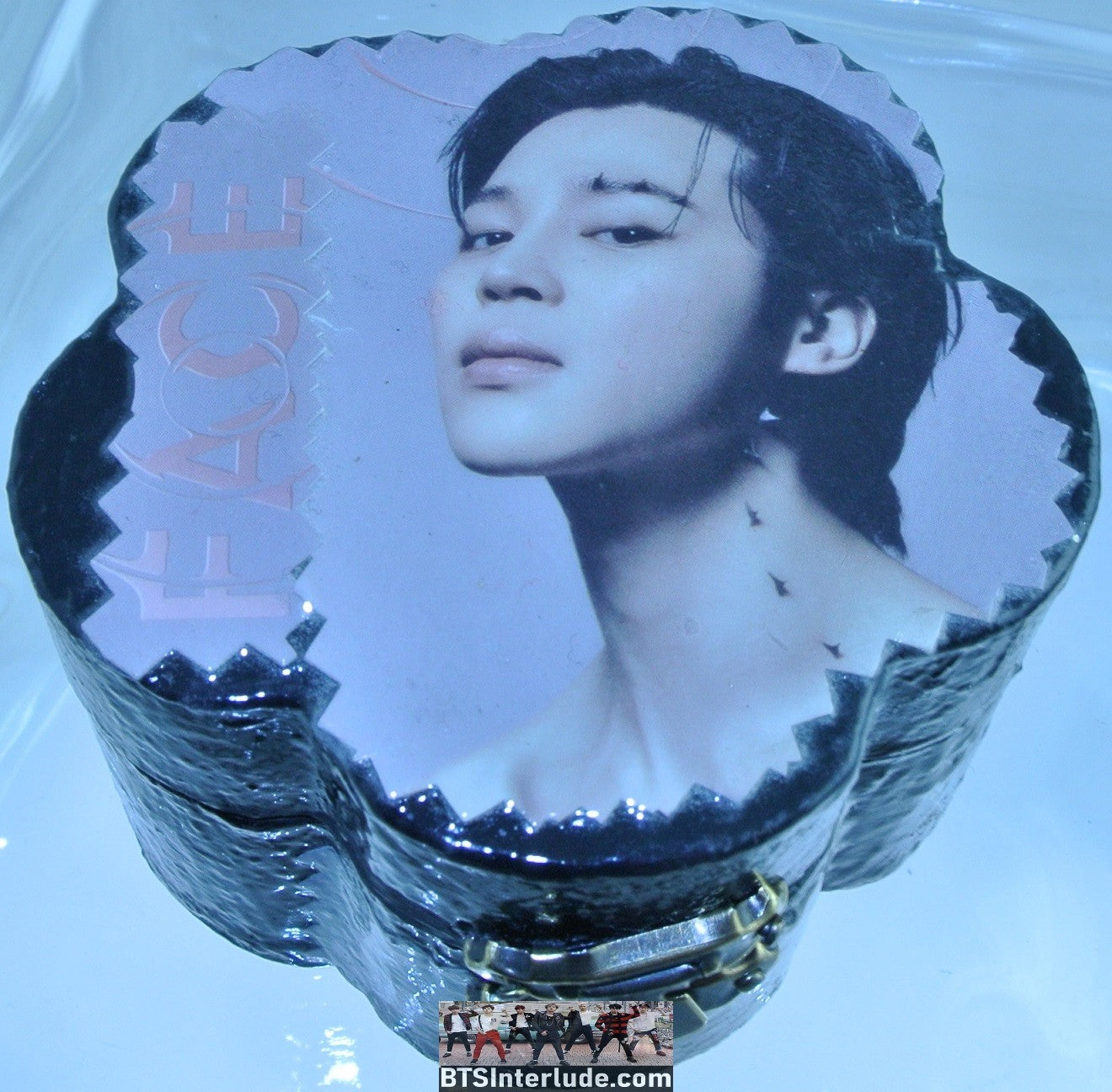 BTS BOX CLOVER PARK JIMIN FACE ALBUM PHOTOS SHIRTLESS TRINKET JEWELRY BOX PINK GLITTER FELT INSIDE
