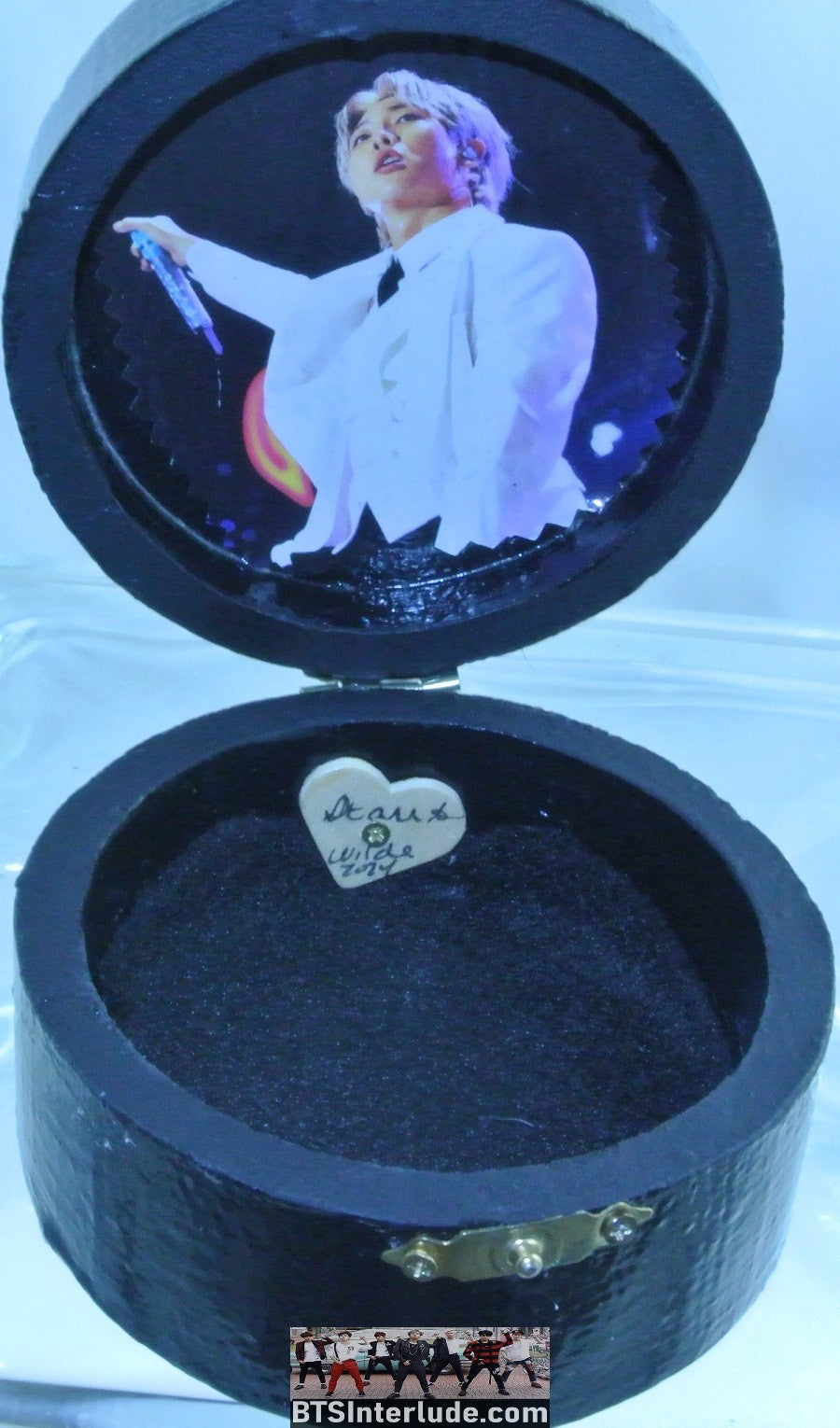 BTS BOX ROUND RM KIM NAMJOON BLACK TRINKET TREASURE JEWELRY BLACK FELT INSIDE