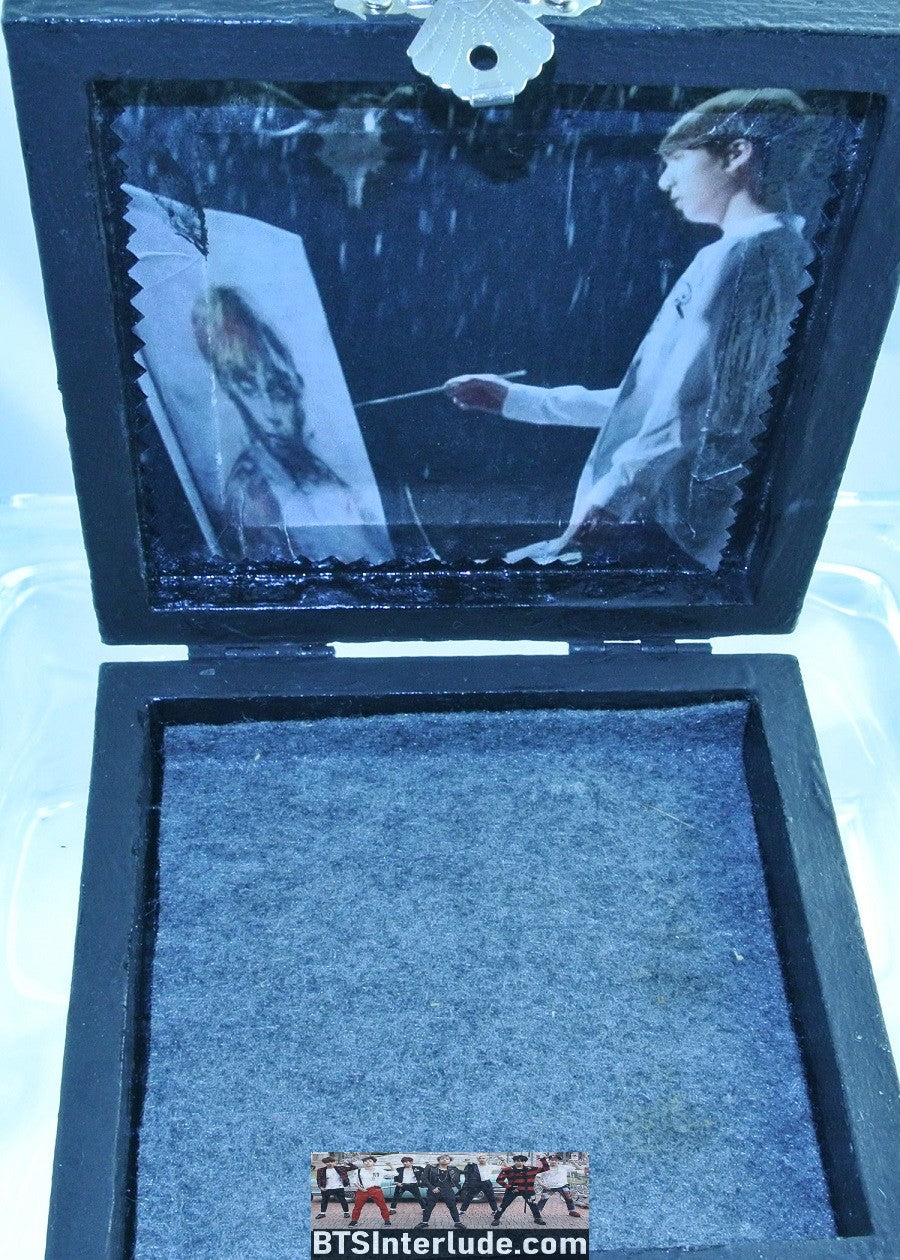 BTS BOX LARGE SQUARE JEON JUNGKOOK ROLLING STONE TOP JEWELRY TRINKET TREASURES SILVER CLASP
