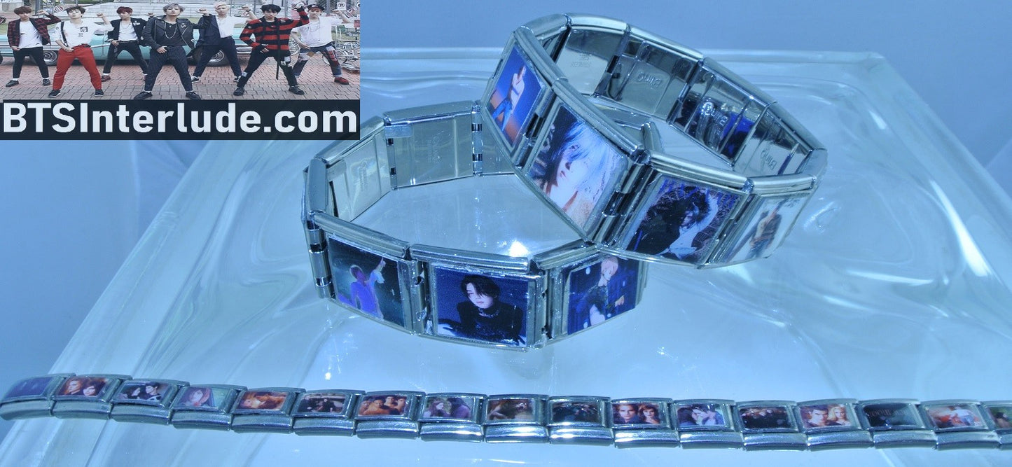 BTS BRACELET V KIM TAEHYUNG 김태형 LAYOVER ERA HARPERS BAZAAR SHOOT MEGA CHARM 9 LINKS IMAGES PHOTOS 7" LONG ADJUSTABLE