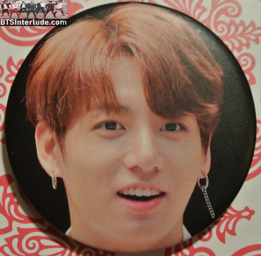 BTS BUTTON JEON JUNGKOOK 전정국 REDDISH HAIR SILVER EARRING FANSIGN FANSITE BADGE PIN