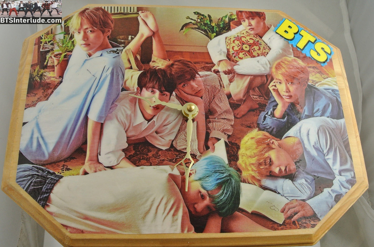 BTS CLOCK WOOD GROUP XL LOVE YOURSELF HER FLOOR GOLD HANDS JUNGKOOK V JIMIN RM J-HOPE SUGA JIN