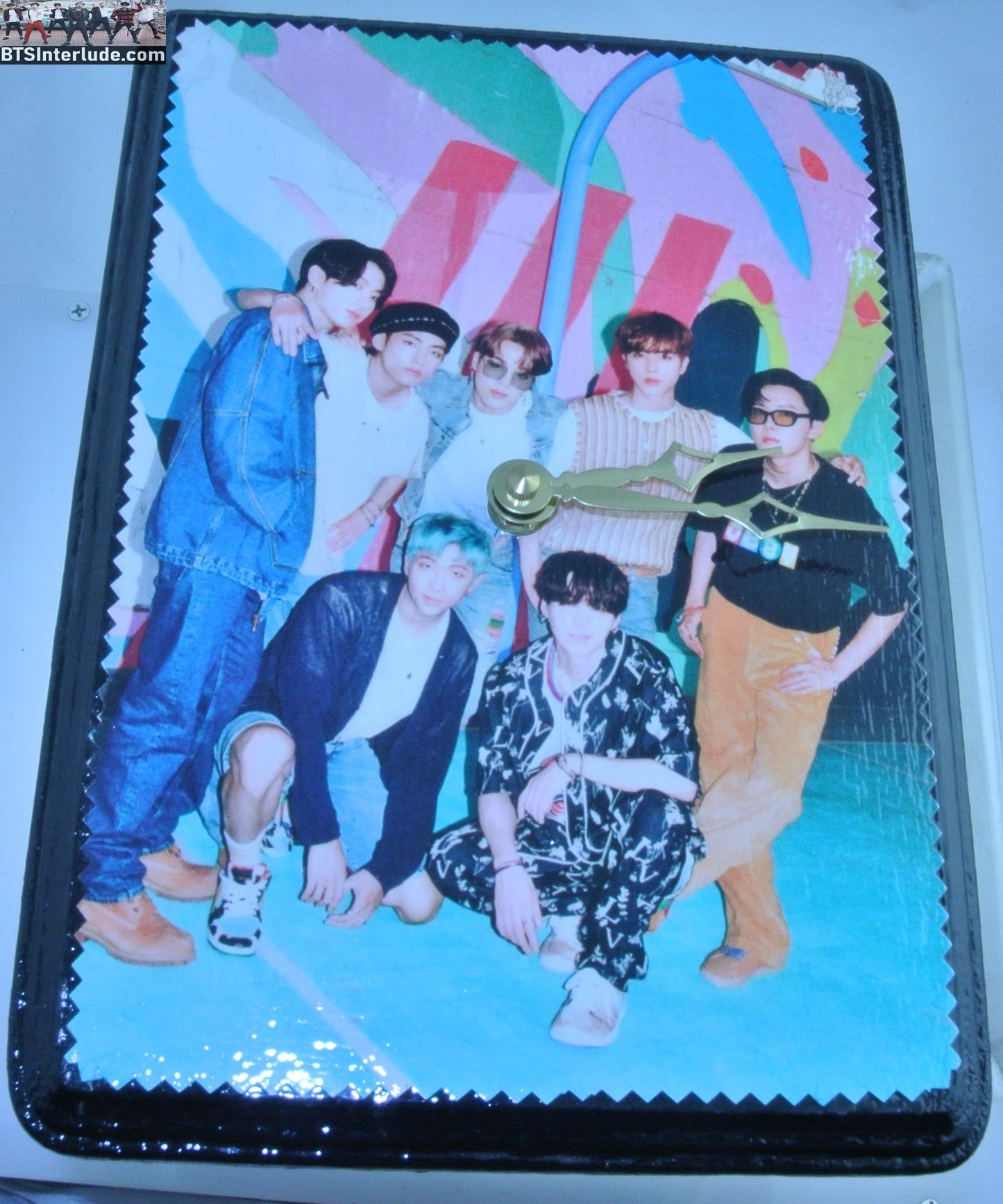 BTS CLOCK WOOD GROUP DYNAMITE BASKETBALL COURT JUNGKOOK V JIMIN RM J-HOPE SUGA JIN