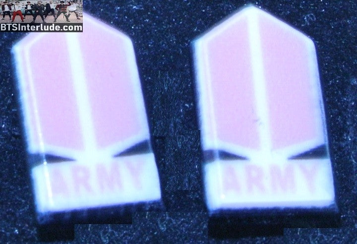 BTS EARRINGS PIERCED STUDS ACRYLIC PINK WHITE ARMY DOORS JUNGKOOK V JIMIN RM J-HOPE SUGA JIN