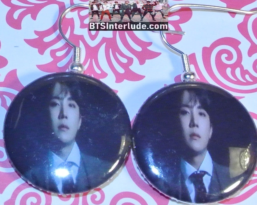 BTS EARRINGS BUTTON J-HOPE JUNG HOSEOK 정호석 2 IN 1 MOTS 7 TEA MAP OF THE SOUL 7 PIERCED OR CLIPS HOBI JHOPE DANGLE DROP