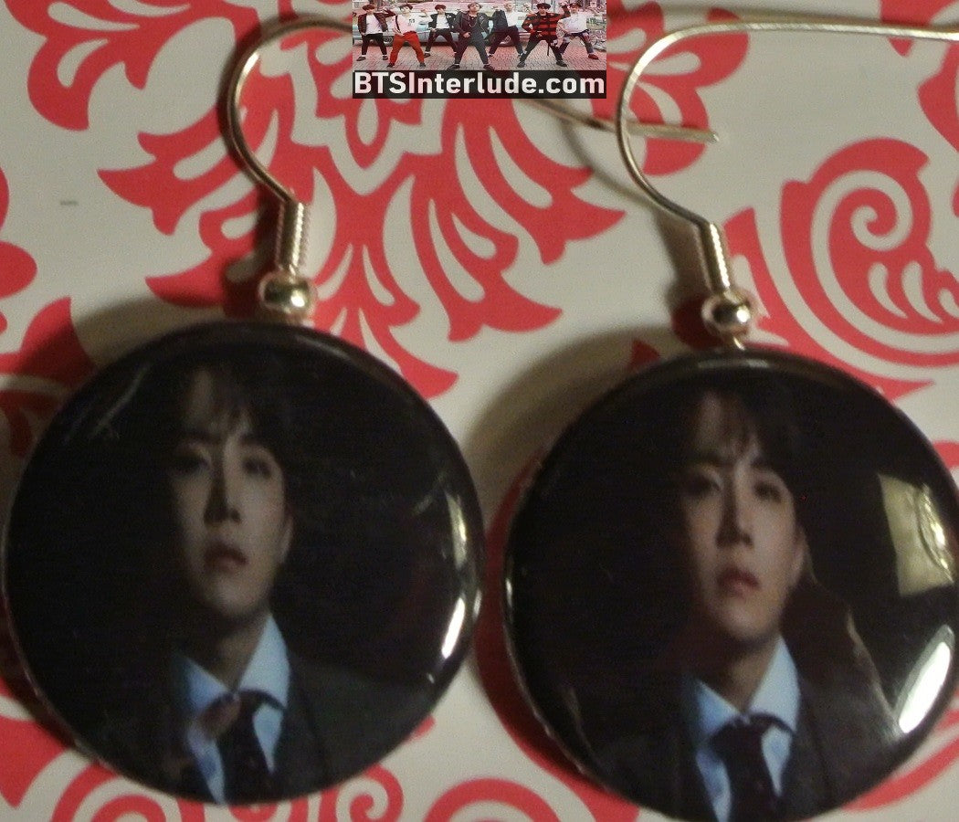 BTS EARRINGS BUTTON J-HOPE JUNG HOSEOK 정호석 2 IN 1 MOTS 7 TEA MAP OF THE SOUL 7 PIERCED OR CLIPS HOBI JHOPE DANGLE DROP
