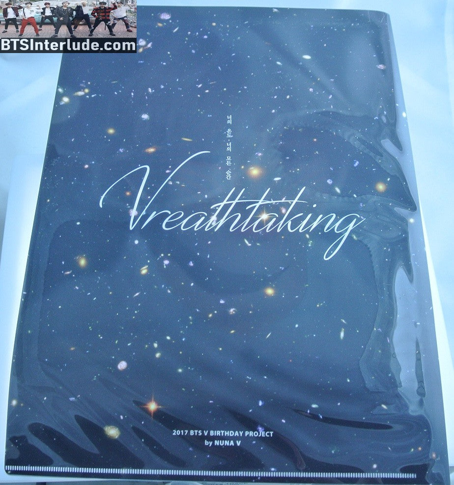 BTS FILE FOLDER V KIM TAEHYUNG 김태형 BLOND HAIR BLUE JACKET NUNA V FANSITE VREATHTAKING