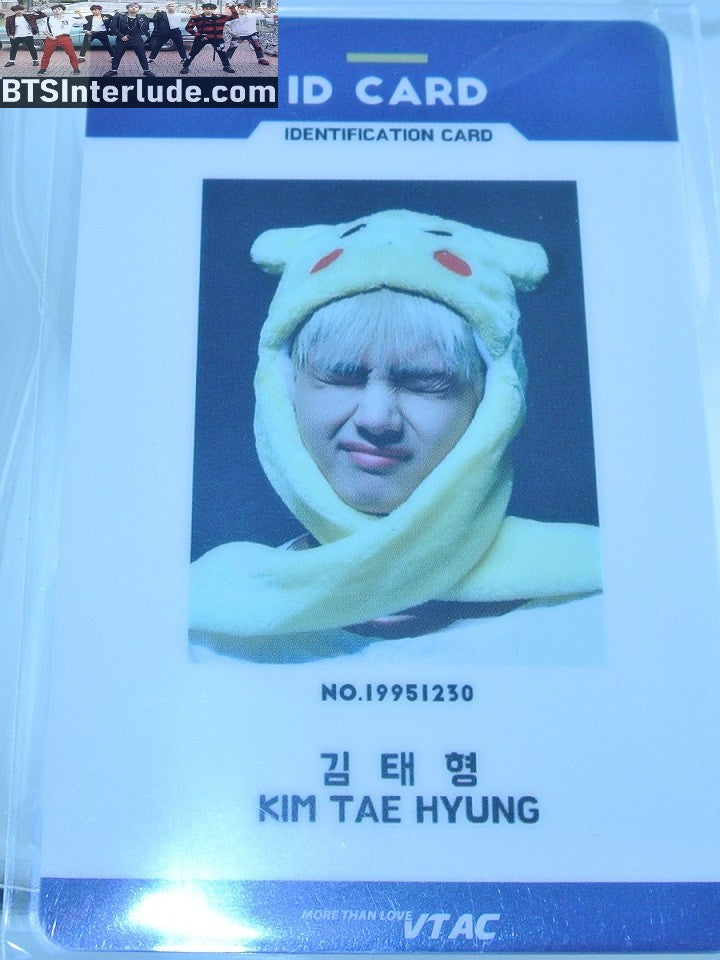 BTS PHOTOCARD FANSITE V KIM TAEHYUNG 김태형 ID CARD VTAC FANSITE MORE THAN LOVE PIKACHU HAT FANSIGN