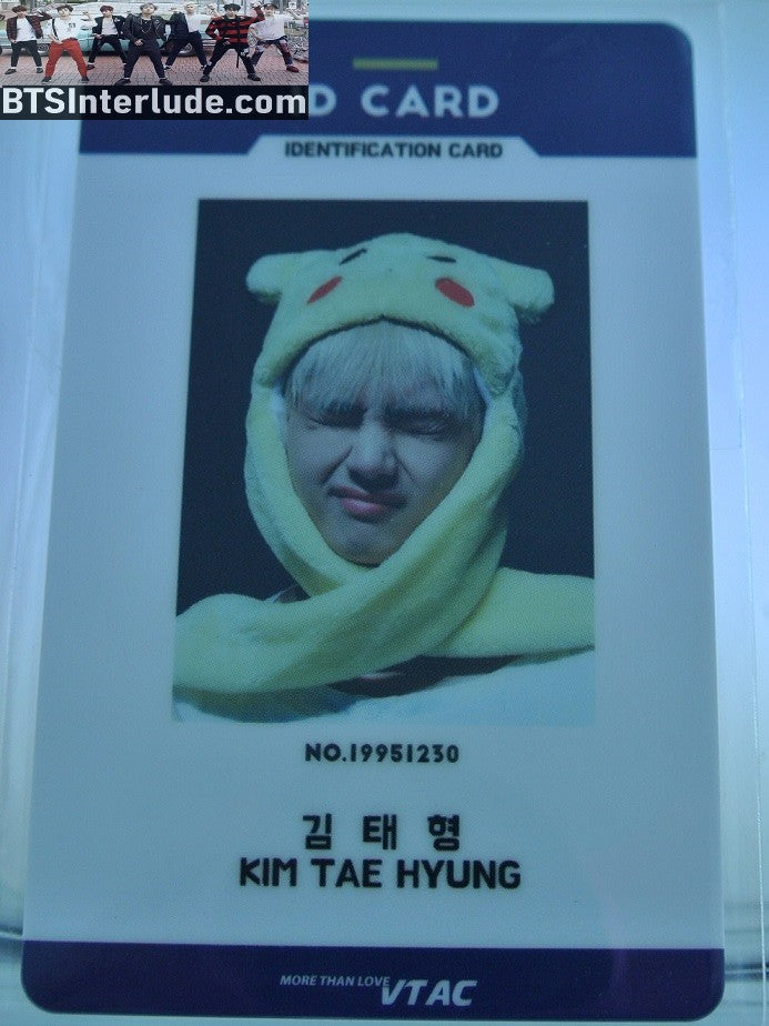 BTS PHOTOCARD FANSITE V KIM TAEHYUNG 김태형 ID CARD VTAC FANSITE MORE THAN LOVE PIKACHU HAT FANSIGN