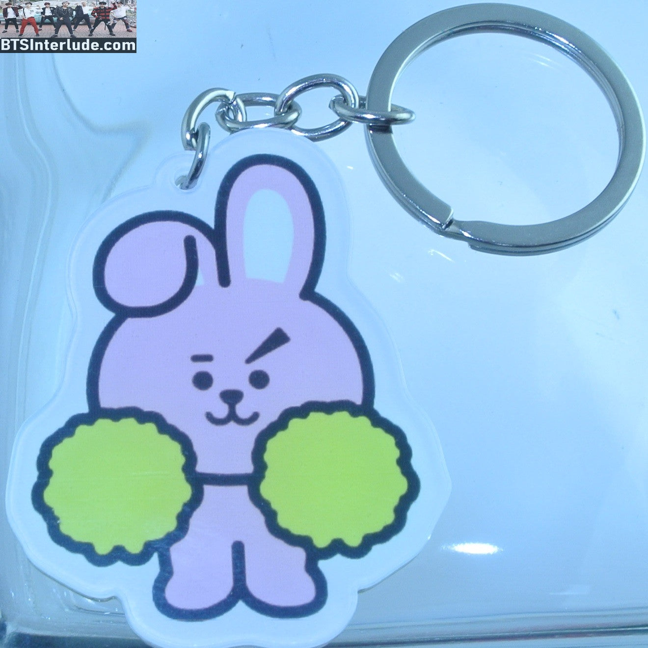 BTS KEYCHAIN ACRYLIC BT21 COOKY JEON JUNGKOOK 전정국 POM POMS KEYRING KEY CHAIN RING