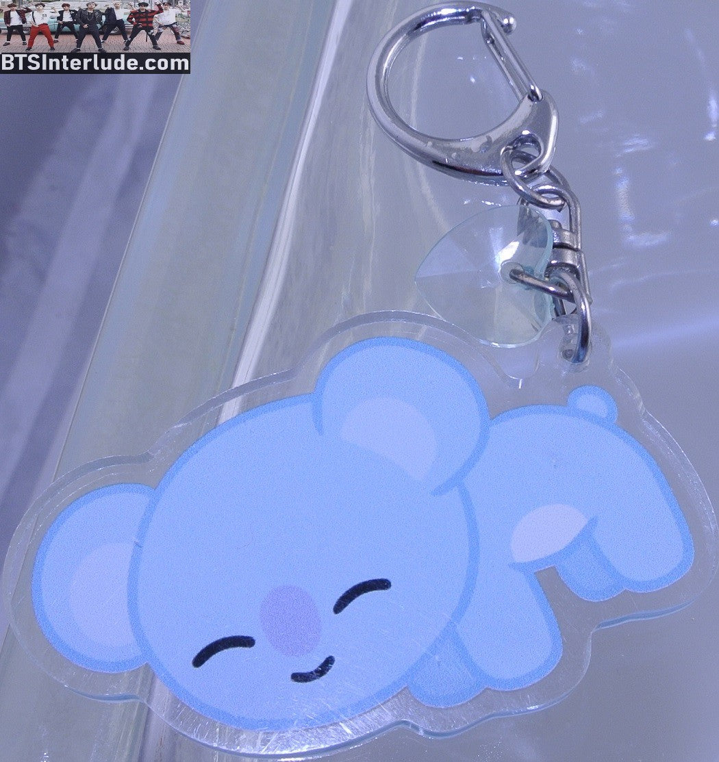 BTS KEYCHAIN ACRYLIC BT21 KOYA RM KIM NAMJOON 김남준 BLUE HEART CLASP CLIP KEYRING KEY CHAIN RING