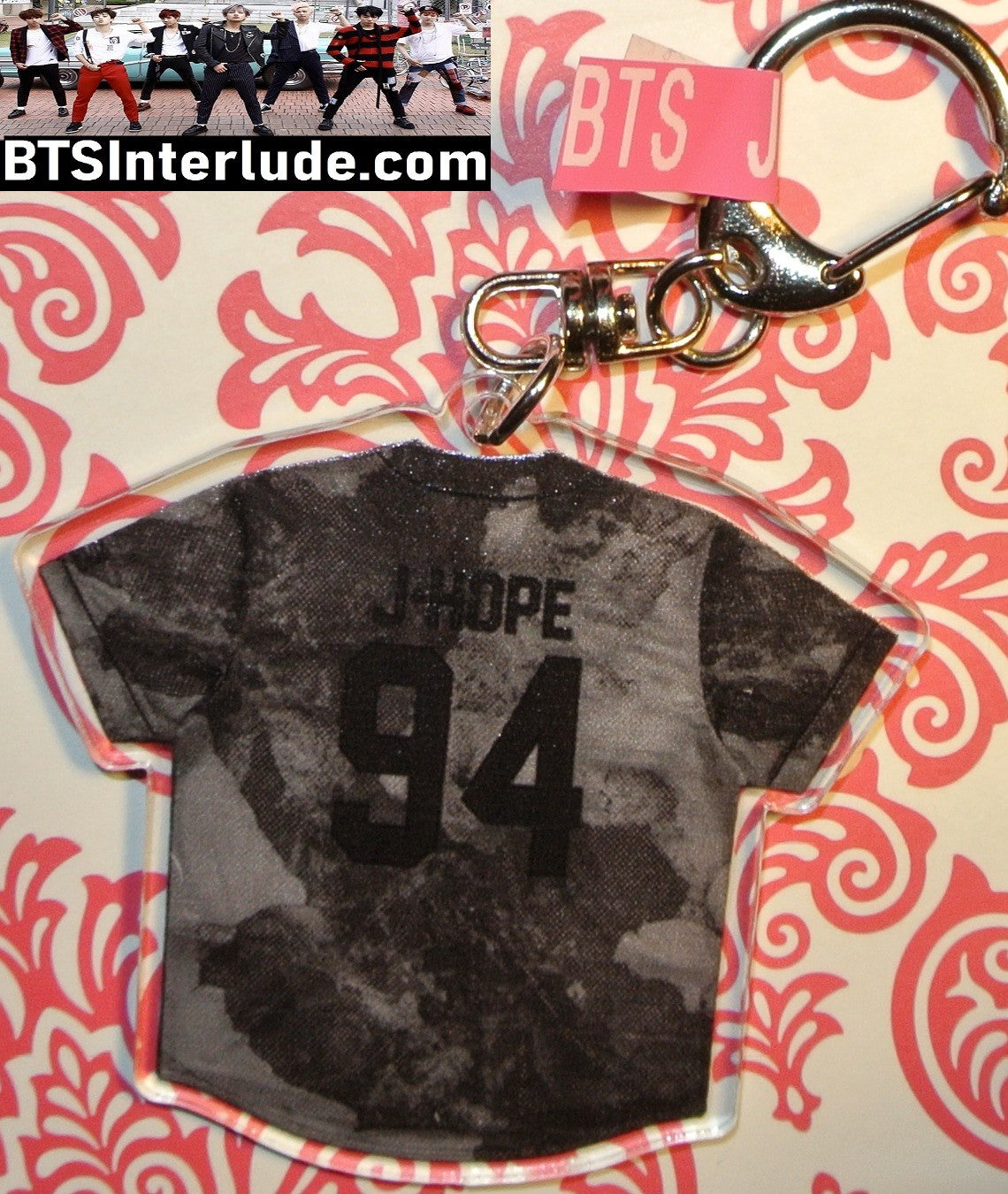 BTS KEYCHAIN ACRYLIC J-HOPE JUNG HOSEOK 정호석 ARIRANG GREY JERSEY 94 CLIP CLASP KEYRING KEY CHAIN RING