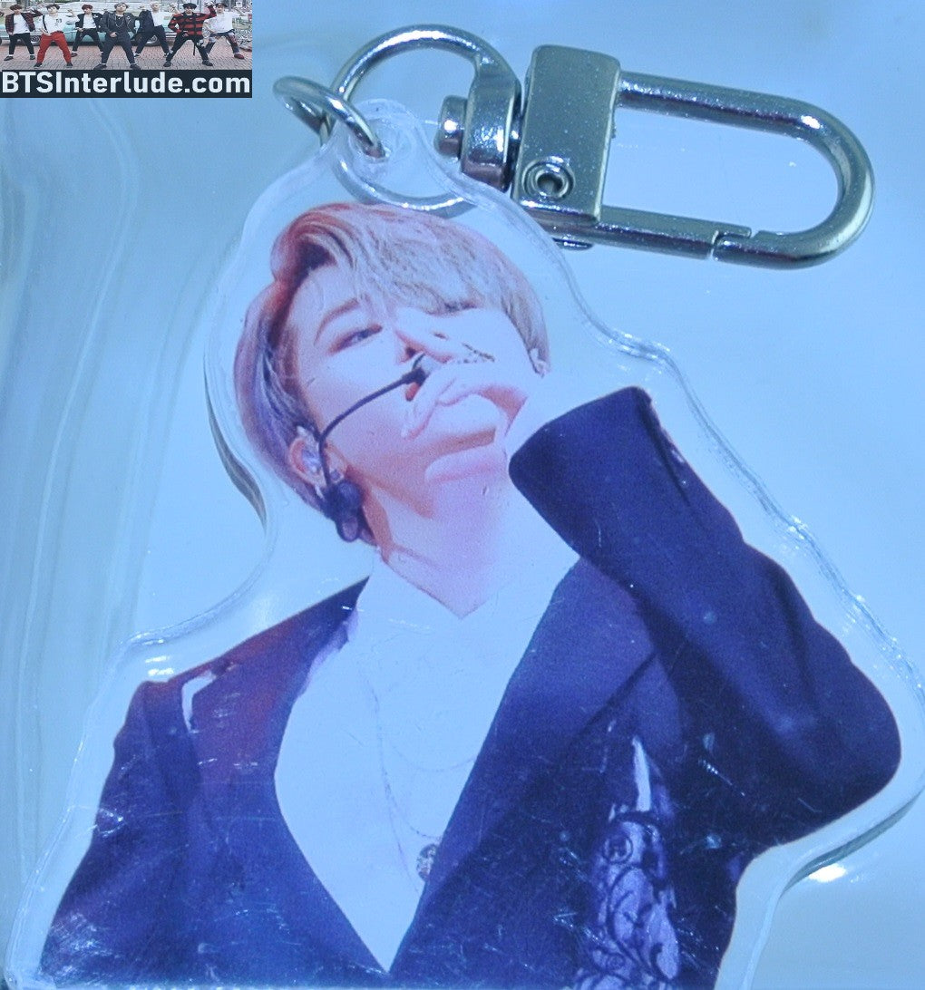 BTS KEYCHAIN ACRYLIC PARK JIMIIN 박지민 BLOND HAIR BLACK SUIT CLIP CLASP KEYRING KEY CHAIN RING
