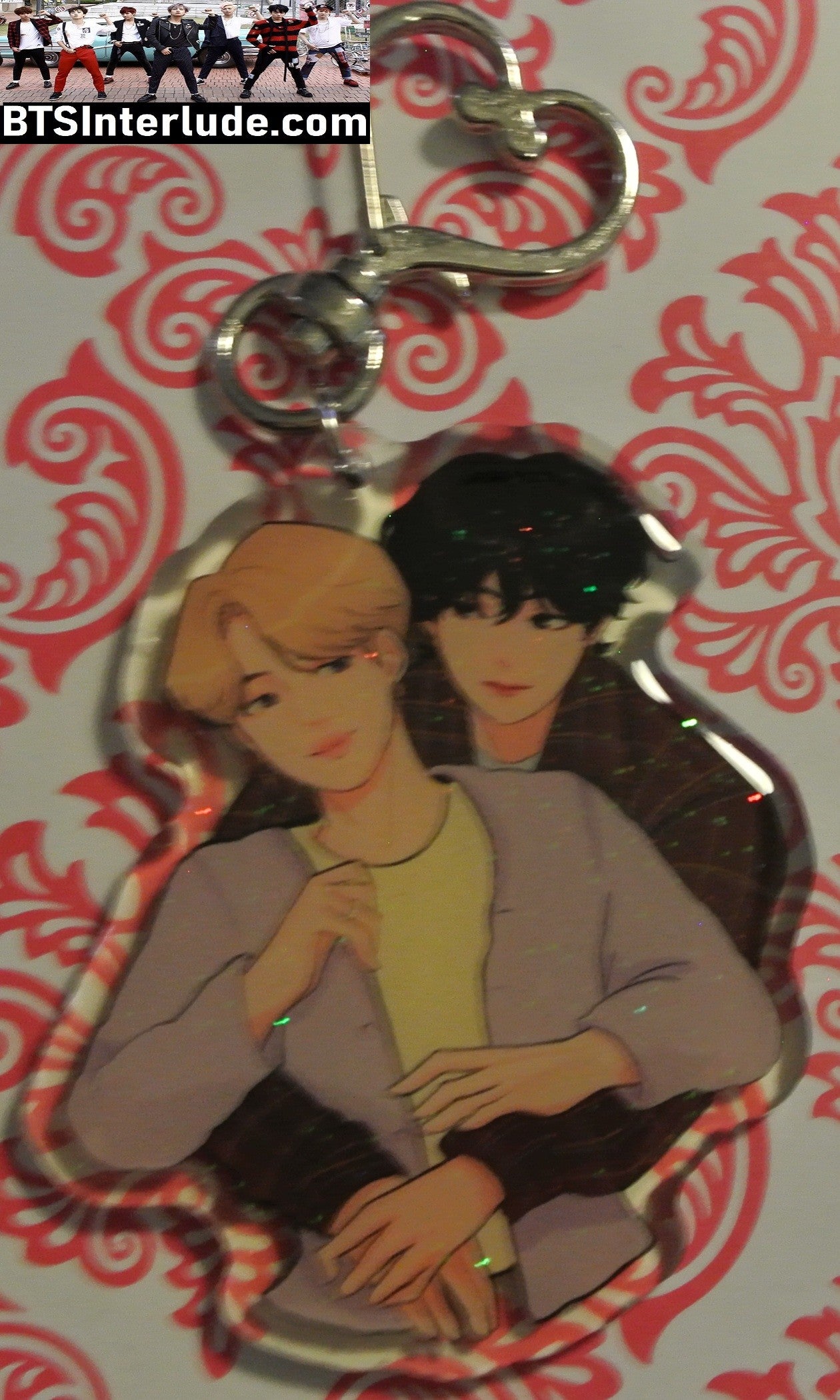 BTS KEYCHAIN ACRYLIC SUB-UNIT PARK JIMIIN 박지민 V KIM TAEHYUNG 김태형 BACK HUG GLITTER KEYRING KEY CHAIN RING