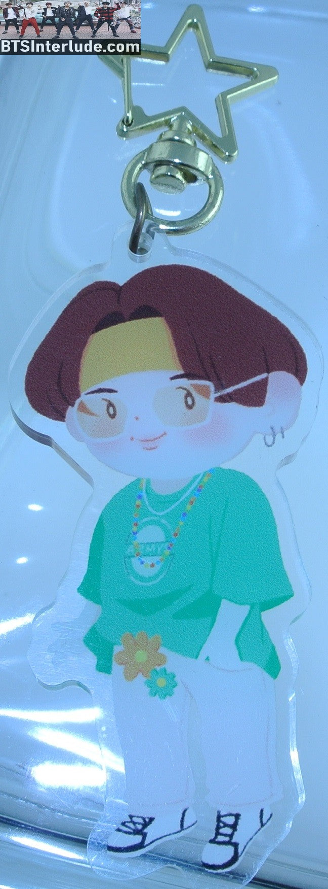 BTS KEYCHAIN ACRYLIC SUGA MIN YOONGI 민윤기 2021 SEASONS GREETINGS GOLD STAR CLIP CLASP KEYRING KEY CHAIN RING