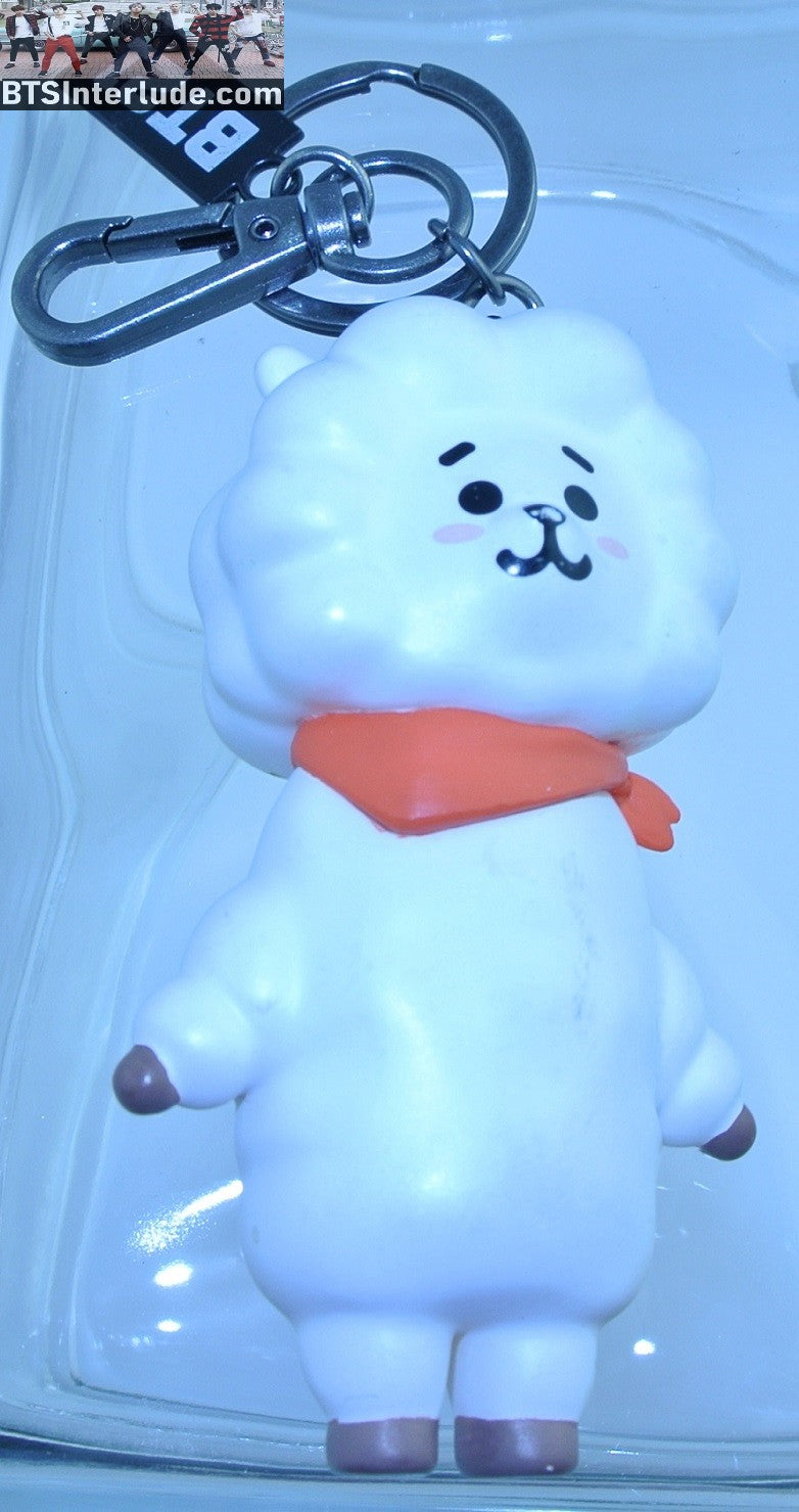 BTS KEYCHAIN BT21 RJ JIN KIM SEOKJIN 김석진 SILICONE 3D FIGURE GUNMETAL TAG CLASP CLIP KEYRING KEY RING CHAIN OFFICIAL MERCHANDISE LIMITED EDITION