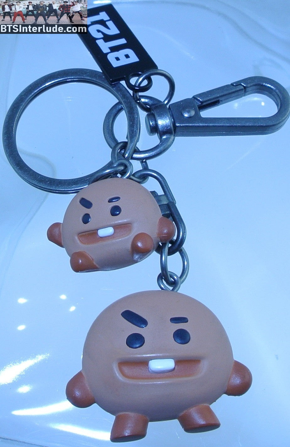 BTS KEYCHAIN BT21 SHOOKY SUGA MIN YOONGI 민윤기 2 SILICONE 3D FIGURES GUNMETAL TAG CLIP CLASP OFFICIAL MERCHANDISE KEYRING KEY CHAIN RING LIMITED EDITION