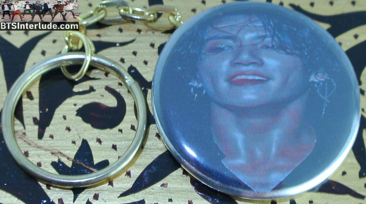 BTS KEYCHAIN BUTTON GOLD JEON JUNGKOOK 전정국 2019 LOTTE CONCERT SWEATY KEYRING KEY CHAIN RING