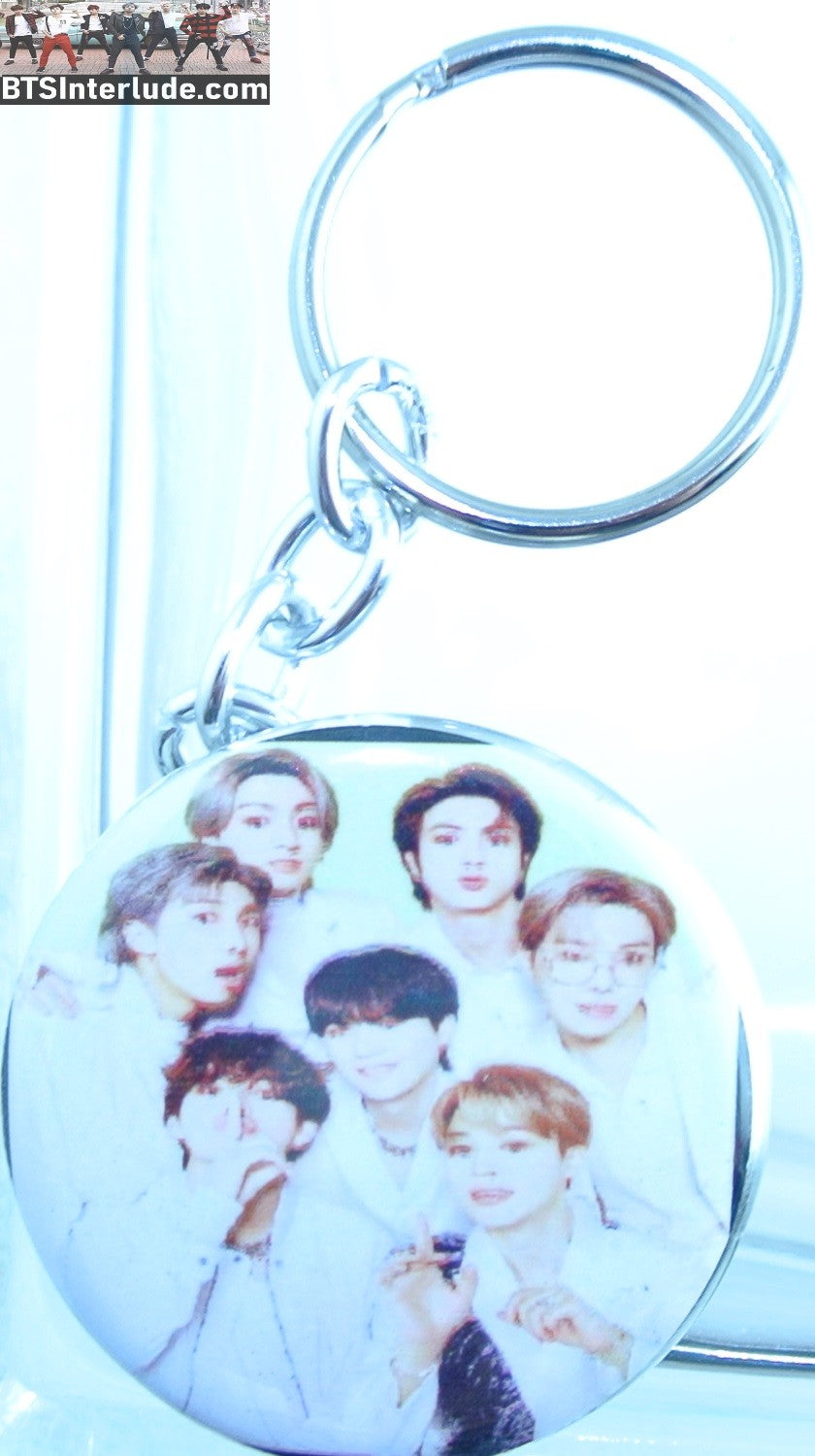BTS KEYCHAIN BUTTON GROUP WHITE SUITS 방탄소년단 JUNGKOOK V JIMIN RM J-HOPE SUGA JIN KEYRING KEY CHAIN RING