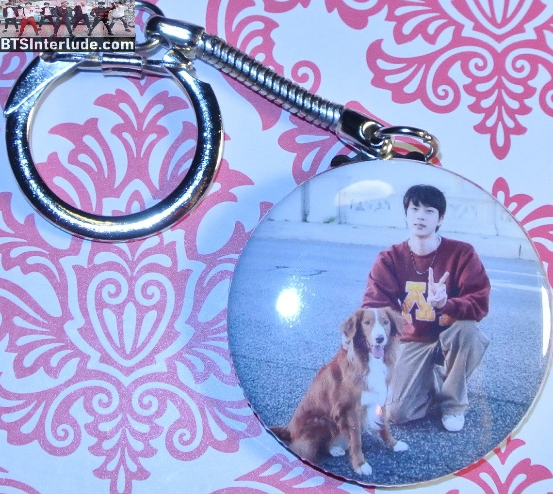 BTS KEYCHAIN BUTTON JIN KIM SEOKJIN 김석진 HAPPY RUNNING WILD TANGO KEYRING KEY RING CHAIN
