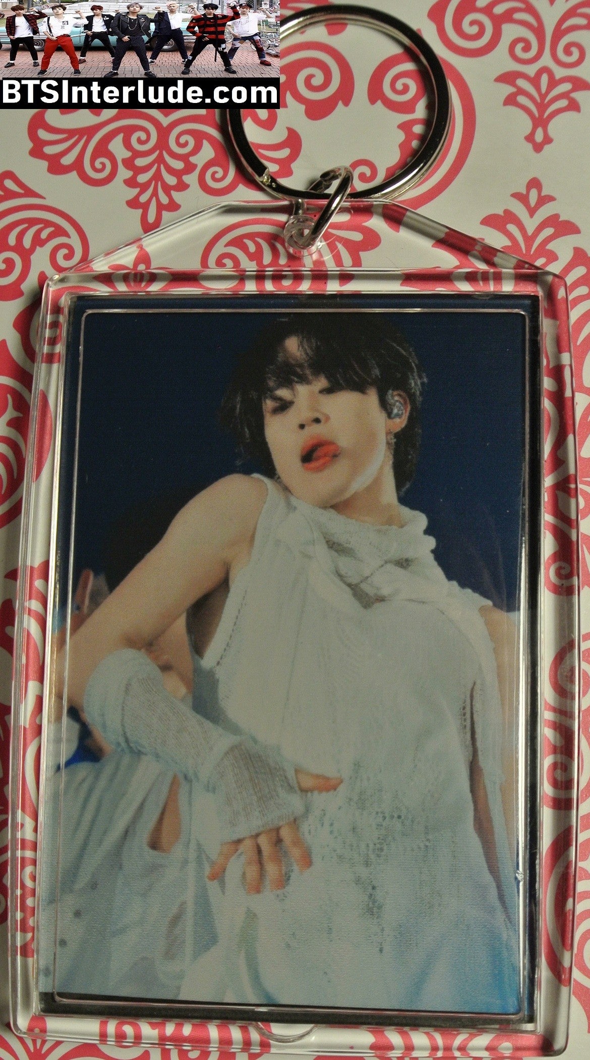 BTS KEYCHAIN PARK JIMIN 박지민 PTD PERMISSION TO DANCE LA WHITE SERENDIPITY PERFORMANCE SHIRT UP TATTOO LARGE SNAP KEYRING KEY CHAIN RING