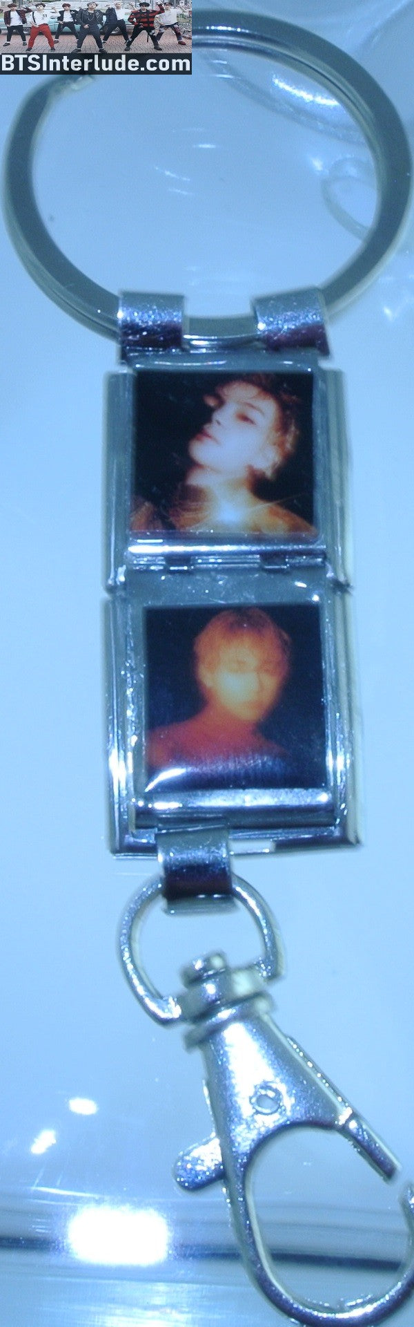 BTS KEYCHAIN V KIM TAEHYUNG 김태형 LOVE ME AGAIN MEGA CHARM 2 LINK GOLD HEAD BACK KEY CHAIN RING
