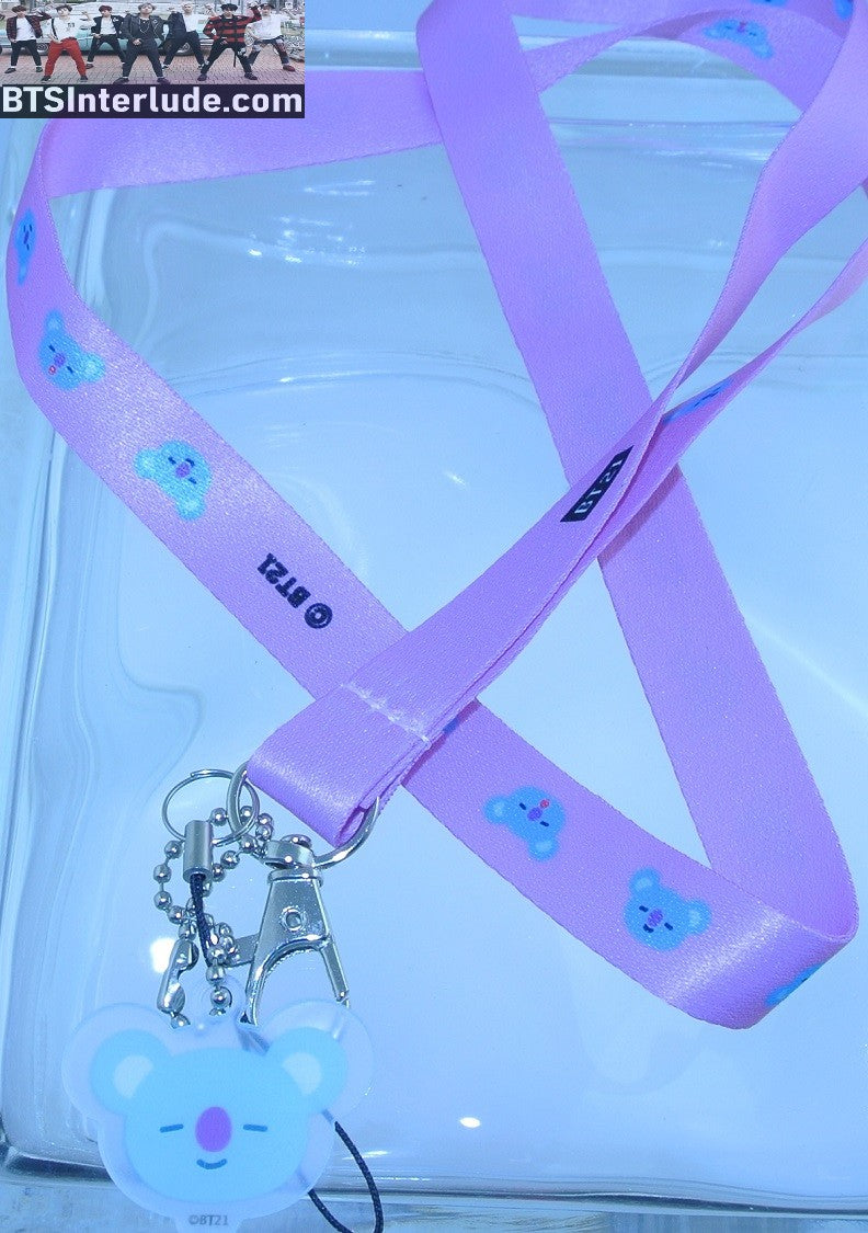 BTS LANYARD BT21 KOYA RM KIM NAMJOON 김남준 ACRYLIC FIGURE KEYCHAIN CLASP CLIP KEYRING KEY CHAIN RING