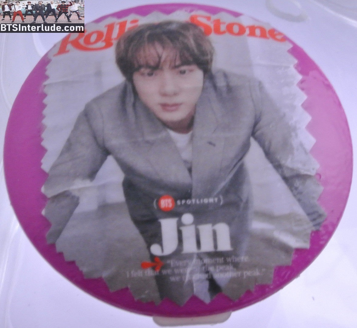 BTS MIRROR JIN KIM SEOKJIN 김석진 PINK COMPACT LIGHT UP 2 SIDED ROLLING STONE COVER