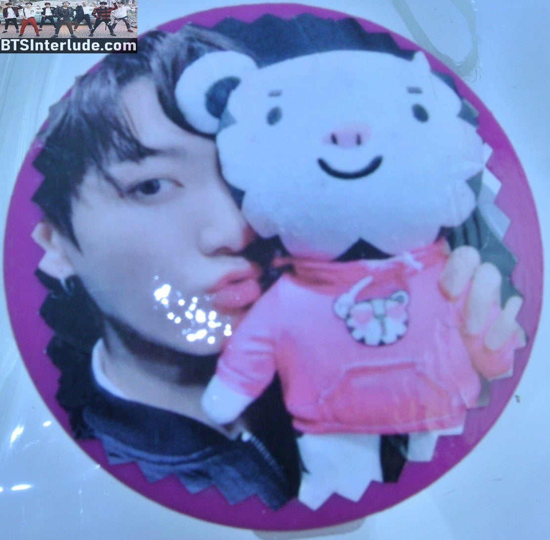 BTS MIRROR JEON JUNGKOOK 전정국 PINK COMPACT 2 SIDED LIGHT UP WITH STUFFIE