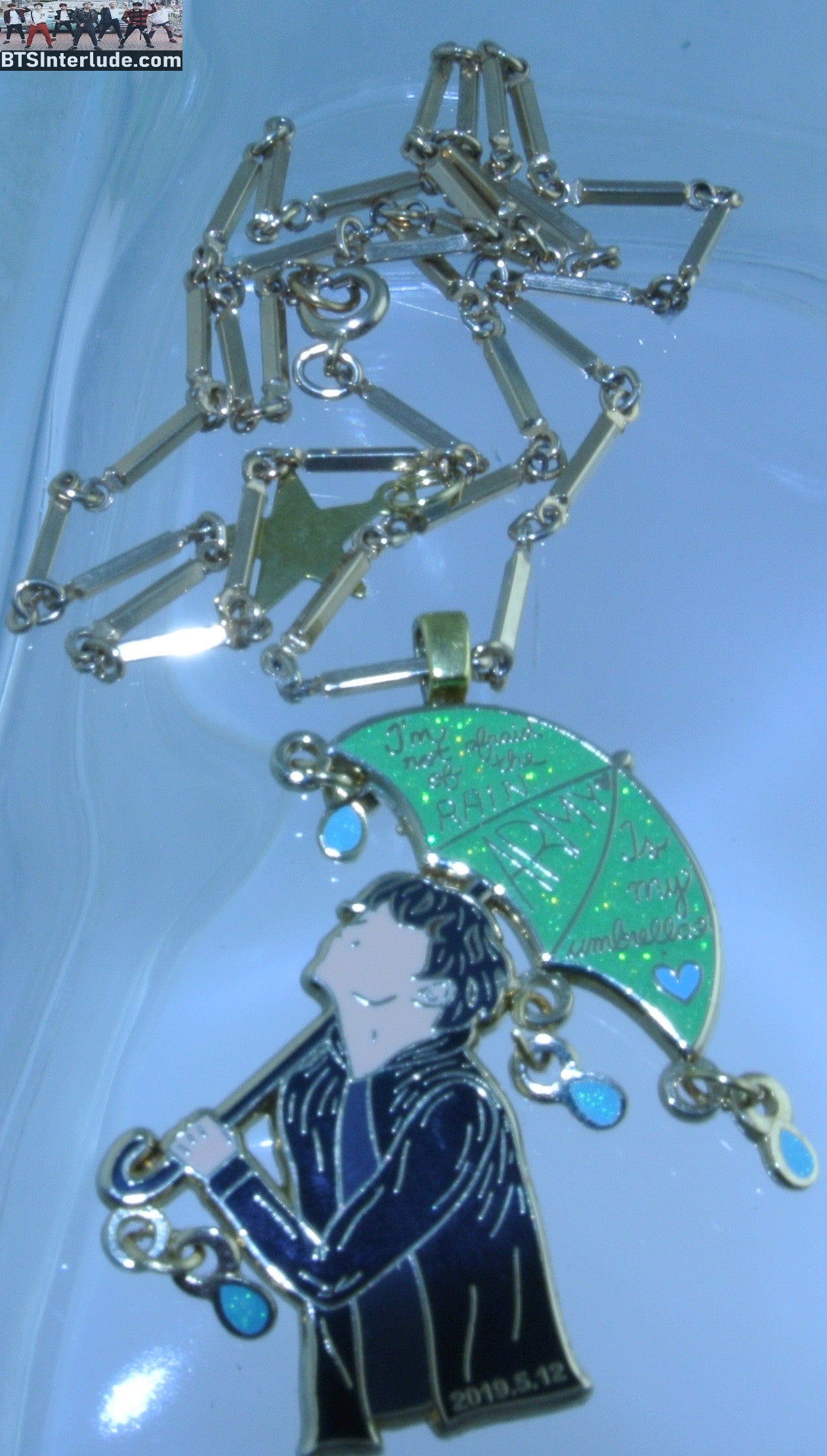 BTS NECKLACE ENAMEL PIN GOLD J-HOPE JUNG HOSEOK 정호석 GREEN ENAMEL ARMY UMBRELLA