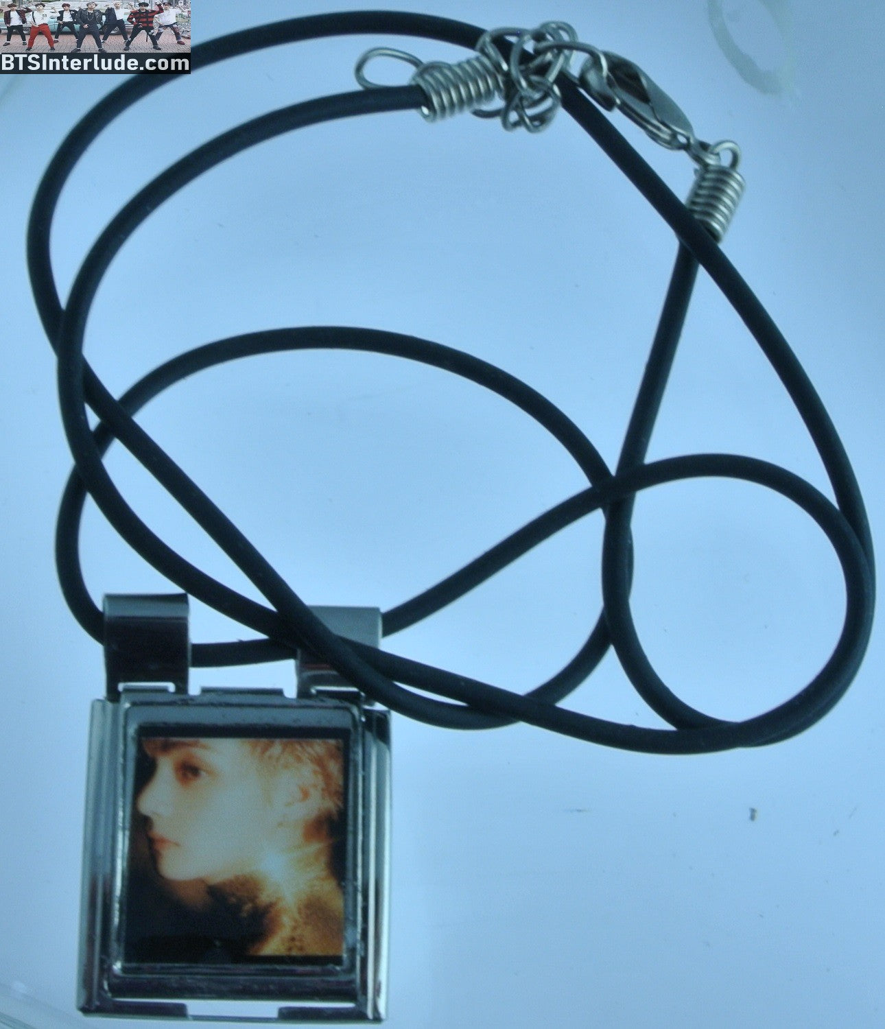 BTS NECKLACE MEGA CHARM LINK PARK JIMIN 박지민 MIKROKOSMOS BLUE SATIN BLACK CORD ADJUSTABLE