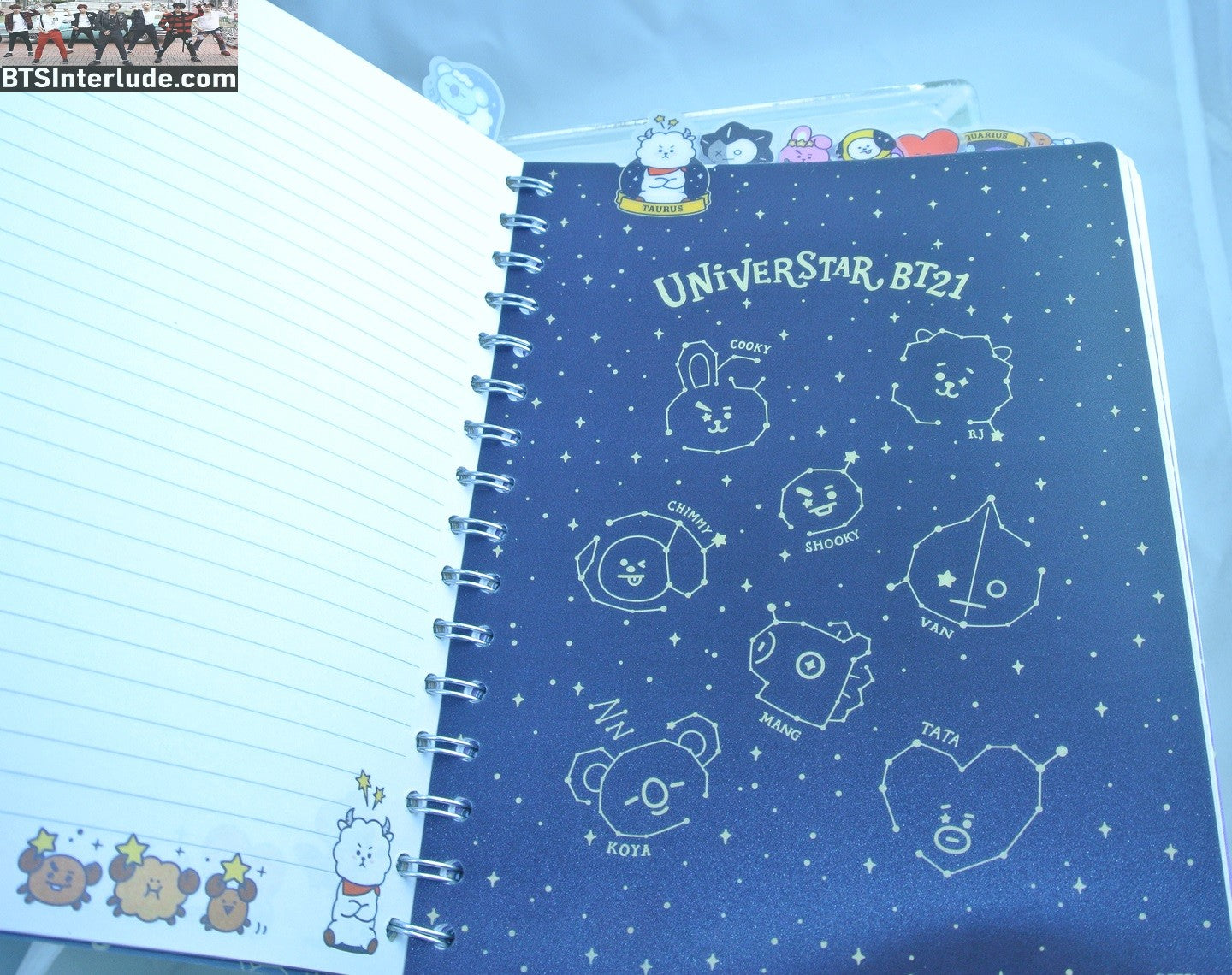 BTS NOTEBOOK BT21 UNIVERSE BLACK 144 LINED PAGES TOTAL SEPARATORS JOURNAL COOKY TATA CHIMMY KOYA MANG SHOOKY RJ
